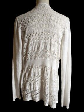 Maurices White Openwork Knit Long Sleeve Cardigan